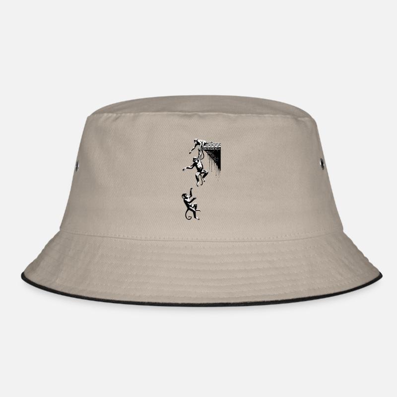 3 Monkeys Monkey Gang Monkey Falls Down - Bucket Hat - khaki/black