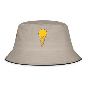 Eis | Gelb Orange Eiscreme | IceCream - Bucket Hat - Khaki/Schwarz - Vorne