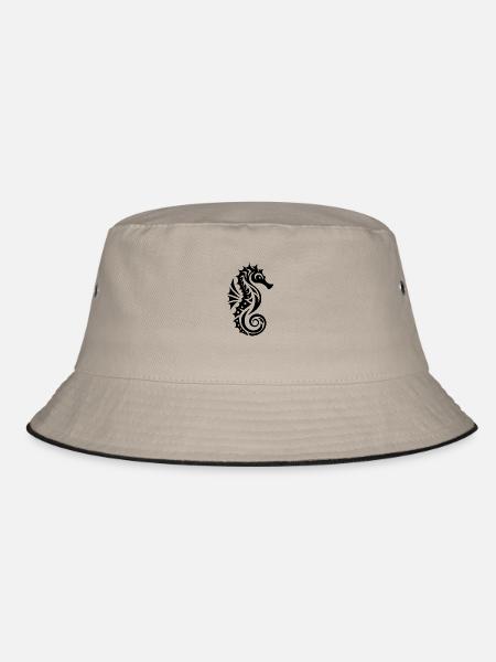 Schwimmtraining Wasser Seepferdchen - Bucket Hat - Khaki/Schwarz - Vorne