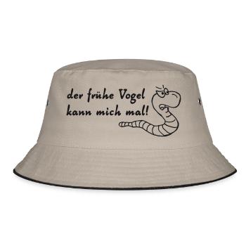 der frühe vogel - Bucket Hat - Khaki/Schwarz - Vorne