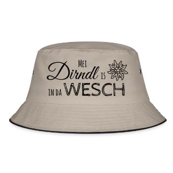 Mei Dirndl is in da Wesch - Bucket Hat - Khaki/Schwarz - Vorne