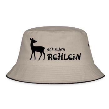 Reh Rehlein scheu scheues kitz rehkitz wild tier - Bucket Hat - Khaki/Schwarz - Vorne