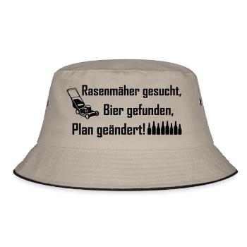 Rasenmäher gesucht Bier gefunden - Bucket Hat - Khaki/Schwarz - Vorne