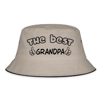 Grandpa / Papy / Grandfather / Grandad - Bucket Hat - Khaki/Schwarz - Vorne