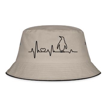 Herzschlag Pinguin EKG Pinguine Südpol Antarktis - Bucket Hat - Khaki/Schwarz - Vorne