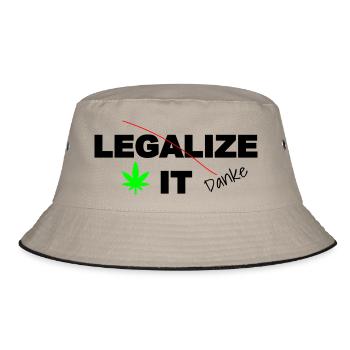 Gras Cannabis Marihuana Legalisierung - Bucket Hat - Khaki/Schwarz - Vorne