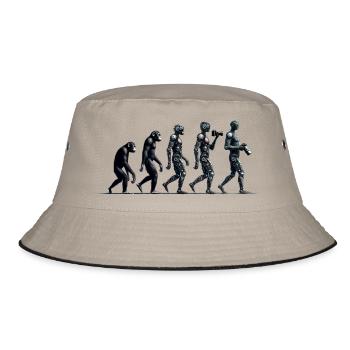 Photographer evolution: from monkey to AI photographer - Bucket Hat - khaki/black - Front