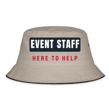 Event Staff Schriftzug Balken - Team Personal - Bucket Hat - Khaki/Schwarz - Vorne