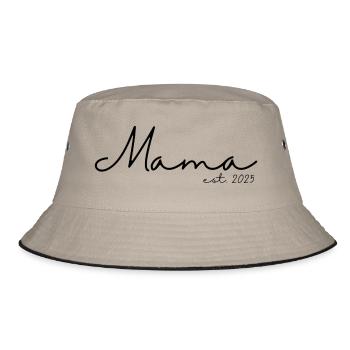 Mama est. 2025 / Frischgebackene Mutter /Schwanger - Bucket Hat - Khaki/Schwarz - Vorne