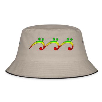 Reggae, Bassschlüssel, Welle, Jamaika, Musik, - Bucket Hat - Khaki/Schwarz - Vorne