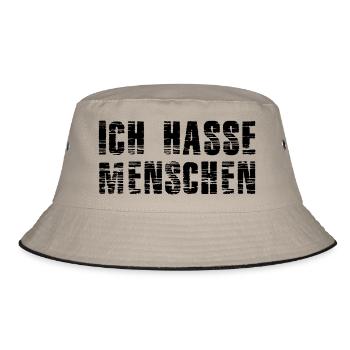 Ich hasse Menschen - Bucket Hat - Khaki/Schwarz - Vorne