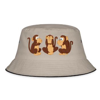 Die Drei Affen - Bucket Hat - Khaki/Schwarz - Vorne