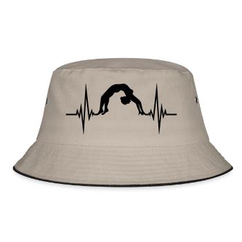 bruecke yoga puls herzschlag frequenz boden fitnes - Bucket Hat - Khaki/Schwarz - Vorne