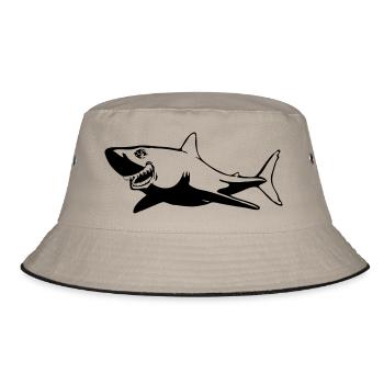 Hai Fisch gefährlich - Bucket Hat - Khaki/Schwarz - Vorne