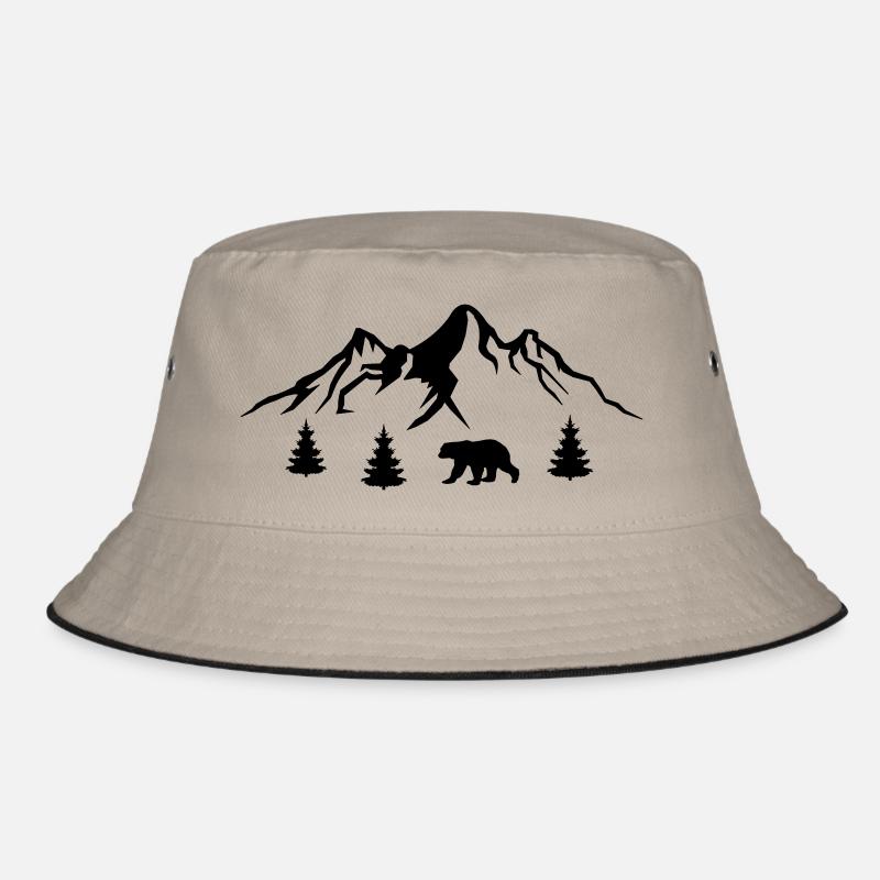 berge bär - Bucket Hat - Khaki/Schwarz