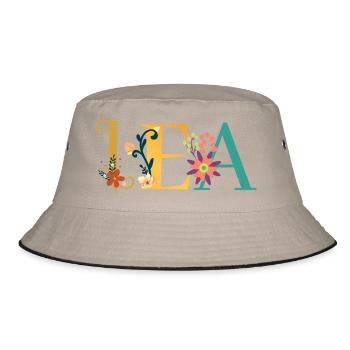 LEA Namenskunst mit gestickten Blumen - Bucket Hat - Khaki/Schwarz - Vorne