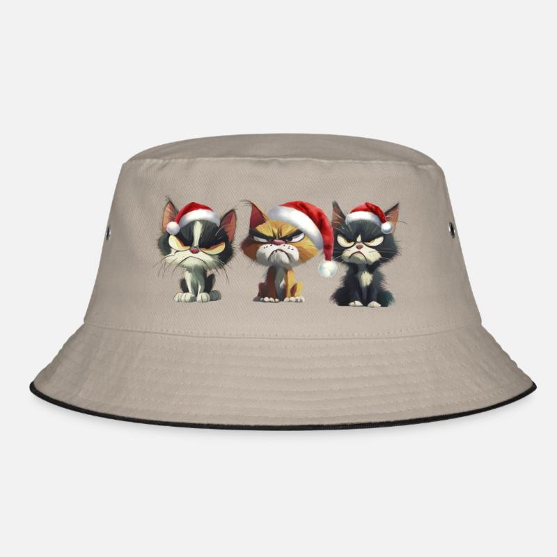 Grim Christmas Cats Trio Presents Bucket Hat