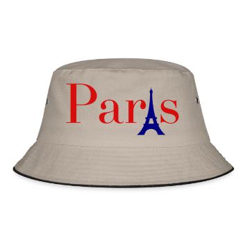 Texte rouge de Paris avec la Tour Eiffel bleue - Bob - kaki/noir - Devant