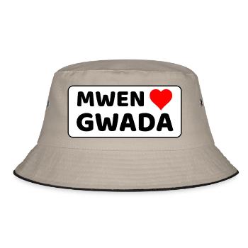 Mwen enmé Gwada  J'aime la Guadeloupe - Fond Blanc - Bob - kaki/noir - Devant