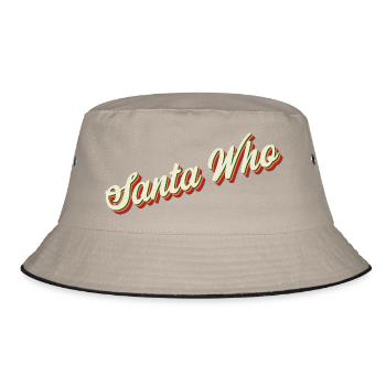 Santa Who Christmas Design - Bucket Hat - Khaki/Schwarz - Vorne