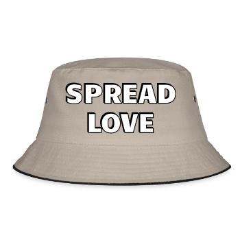Spread Love Fett Schwarz Weiß Typografie - Bucket Hat - Khaki/Schwarz - Vorne