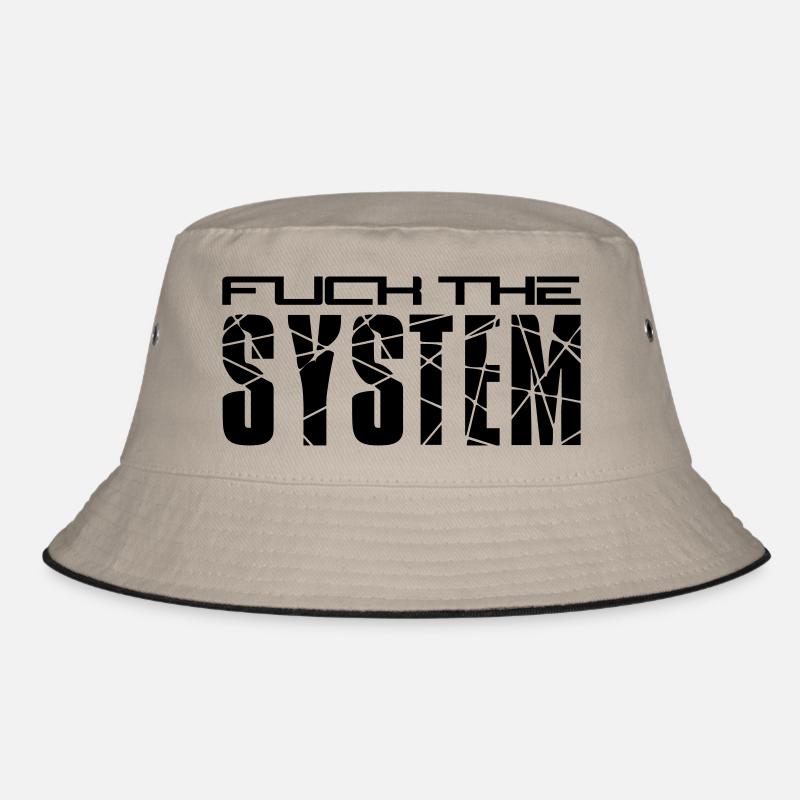 fuck the system text logo design spruch anarchie p Bucket Hat