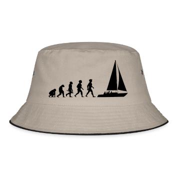 Evolution Segeln Segelboot Segelschiff - Bucket Hat - Khaki/Schwarz - Vorne
