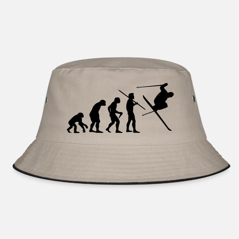 Evolution of Man - Skier #1 Bucket Hat