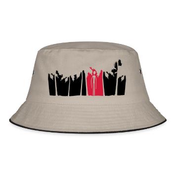 palms holiday island black alien man long arm - Bucket Hat - khaki/black - Front