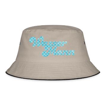 Wassermann Schuppen Wasser Sternzeichen Pool - Bucket Hat - Khaki/Schwarz - Vorne