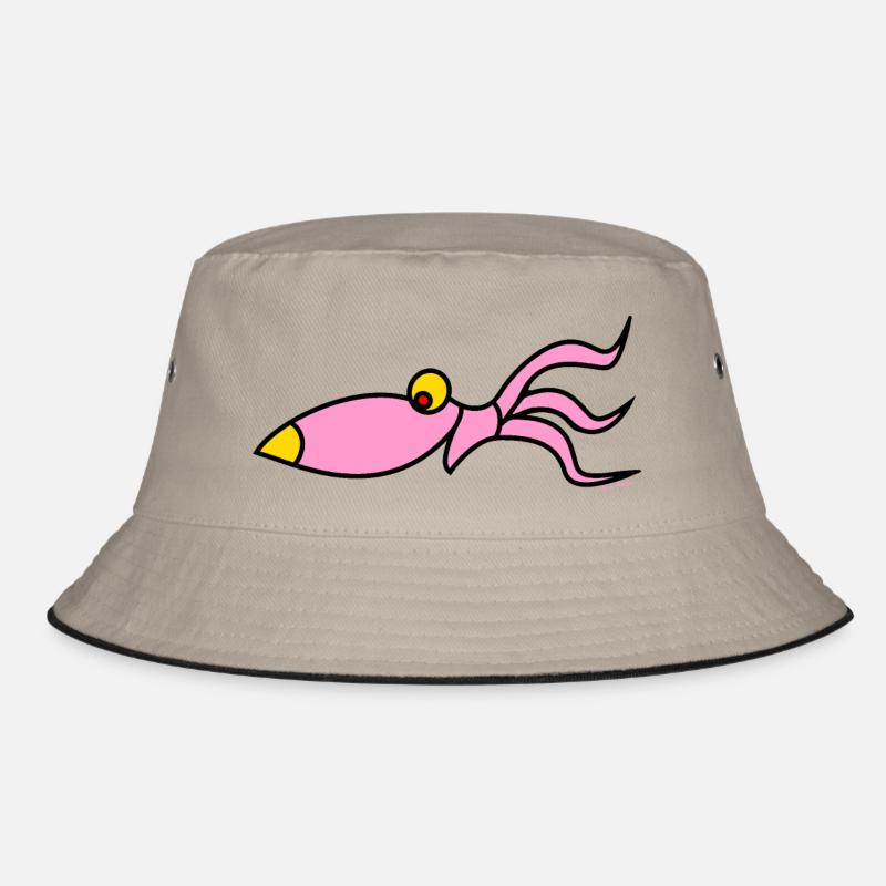funny squid - Bucket Hat - khaki/black