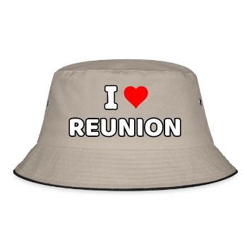 Ich liebe La Réunion - Bucket Hat - Khaki/Schwarz - Vorne