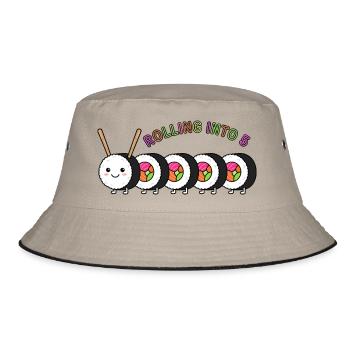 Rolling Into 5 Sushi Geburtstag - Bucket Hat - Khaki/Schwarz - Vorne