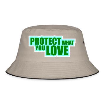 Protect What You Love Nature Protection Statement Logo - Bucket Hat - khaki/black - Front