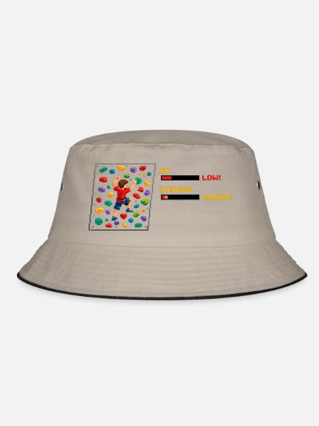 8-Bit Bouldern: Pixel Art Klettern Retro Design - Bucket Hat - Khaki/Schwarz