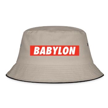 Babylon Down Rasta Reggae Rastafari One Love Roots - Bucket Hat - Khaki/Schwarz - Vorne