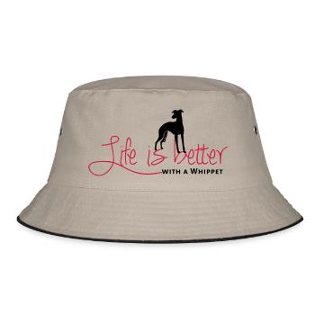 Life is better - Whippet - Bucket Hat - khaki/black - Front