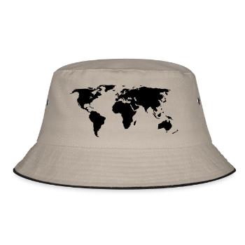world map - Bucket Hat - khaki/black - Front