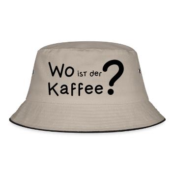 Wo ist der Kaffee ? - Bucket Hat - Khaki/Schwarz - Vorne