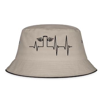 Heartbeat energy drink can with wings - Bucket Hat - khaki/black - Front