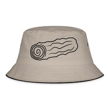 silhouette wood floor firewood huette holzscheit rind - Bucket Hat - khaki/black - Front
