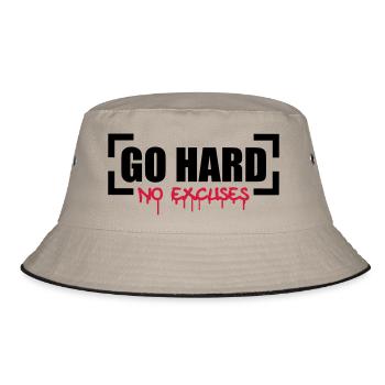 Go Hard No Excuses - Bucket Hat - khaki/black - Front