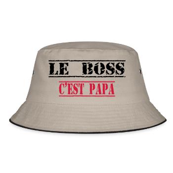 Le boss c'est papa - Bucket Hat - Khaki/Schwarz - Vorne