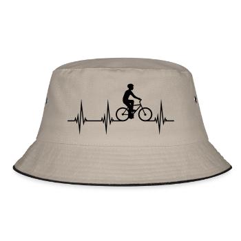 herzschlag fahrrad fahren puls frequenz fahrradfah - Bucket Hat - Khaki/Schwarz - Vorne
