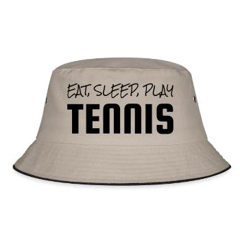 Tennis - Sport - Racket - Tennis Player - Tenis - Bucket Hat - Khaki/Schwarz - Vorne