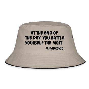 Tennis - Sport - Racket - Tennis Player - Tenis - Bucket Hat - Khaki/Schwarz - Vorne