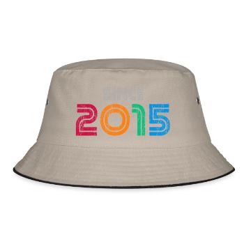 Seit 2015 | Retro-farbenes Geburtstagsjahr - Bucket Hat - Khaki/Schwarz - Vorne