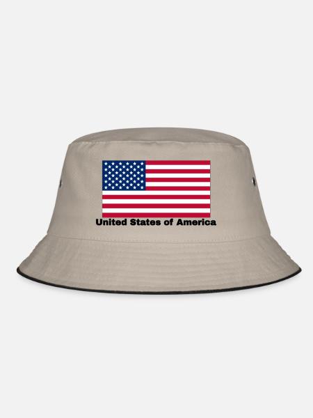 USA Fahne - Bucket Hat - Khaki/Schwarz