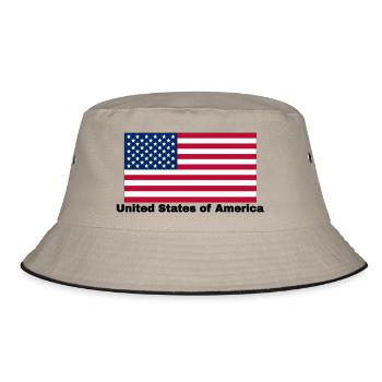 USA Fahne - Bucket Hat - Khaki/Schwarz - Vorne