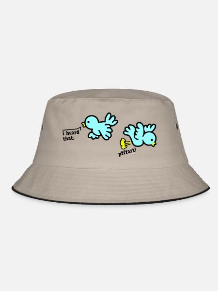 when birds fart - Bucket Hat - khaki/black - Front